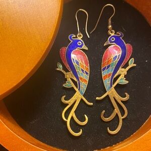 Vintage cloisonné enamel dangle earrings